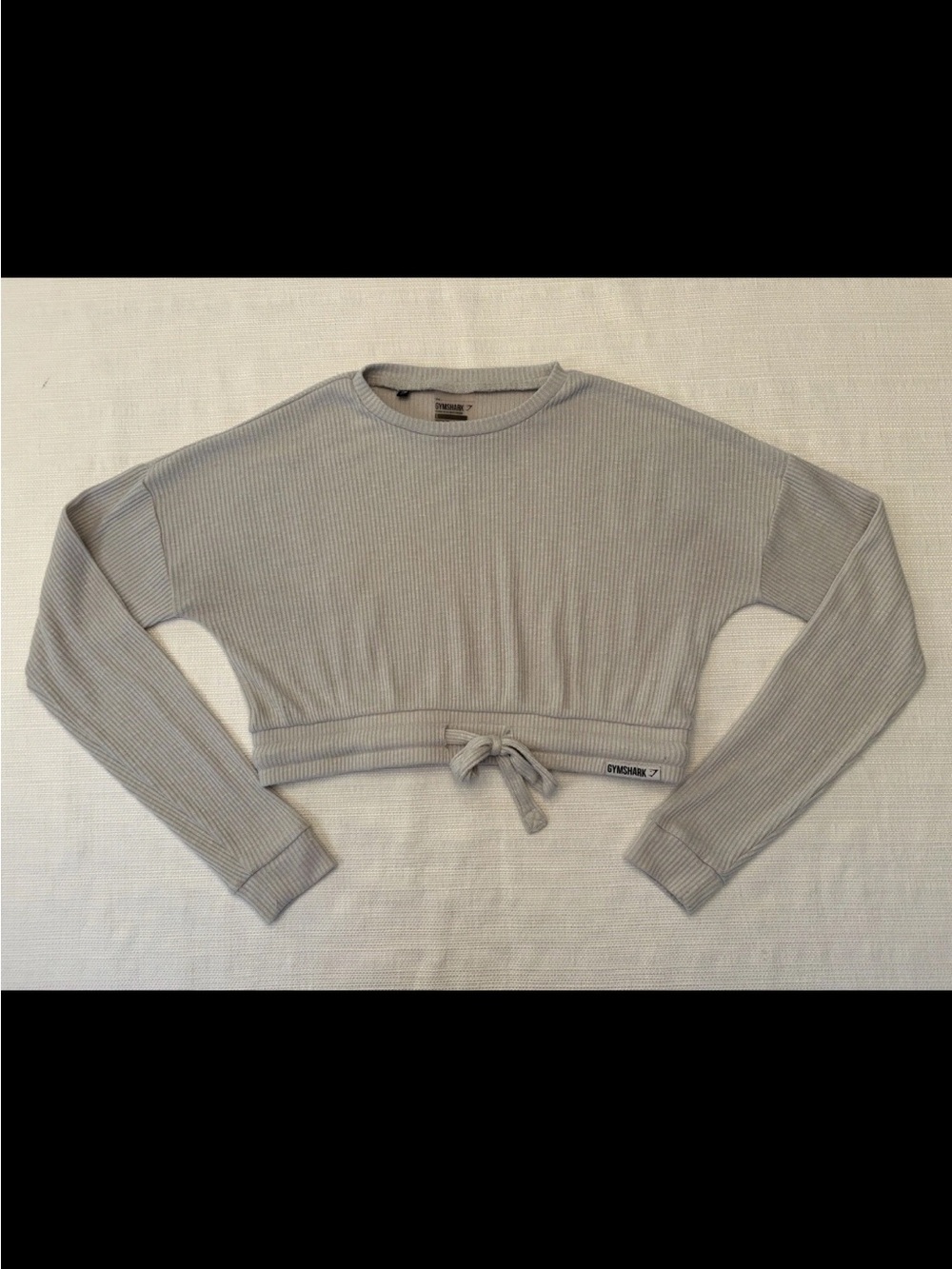Gymshark Cropped Pullover Sweatshirt Top Women’s Size S Gray Ribbed Long Sleeves